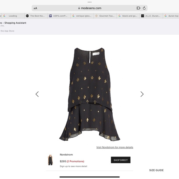 A.L.C. Duran Top in Black/Gold - Size 4 - Picture 8 of 12